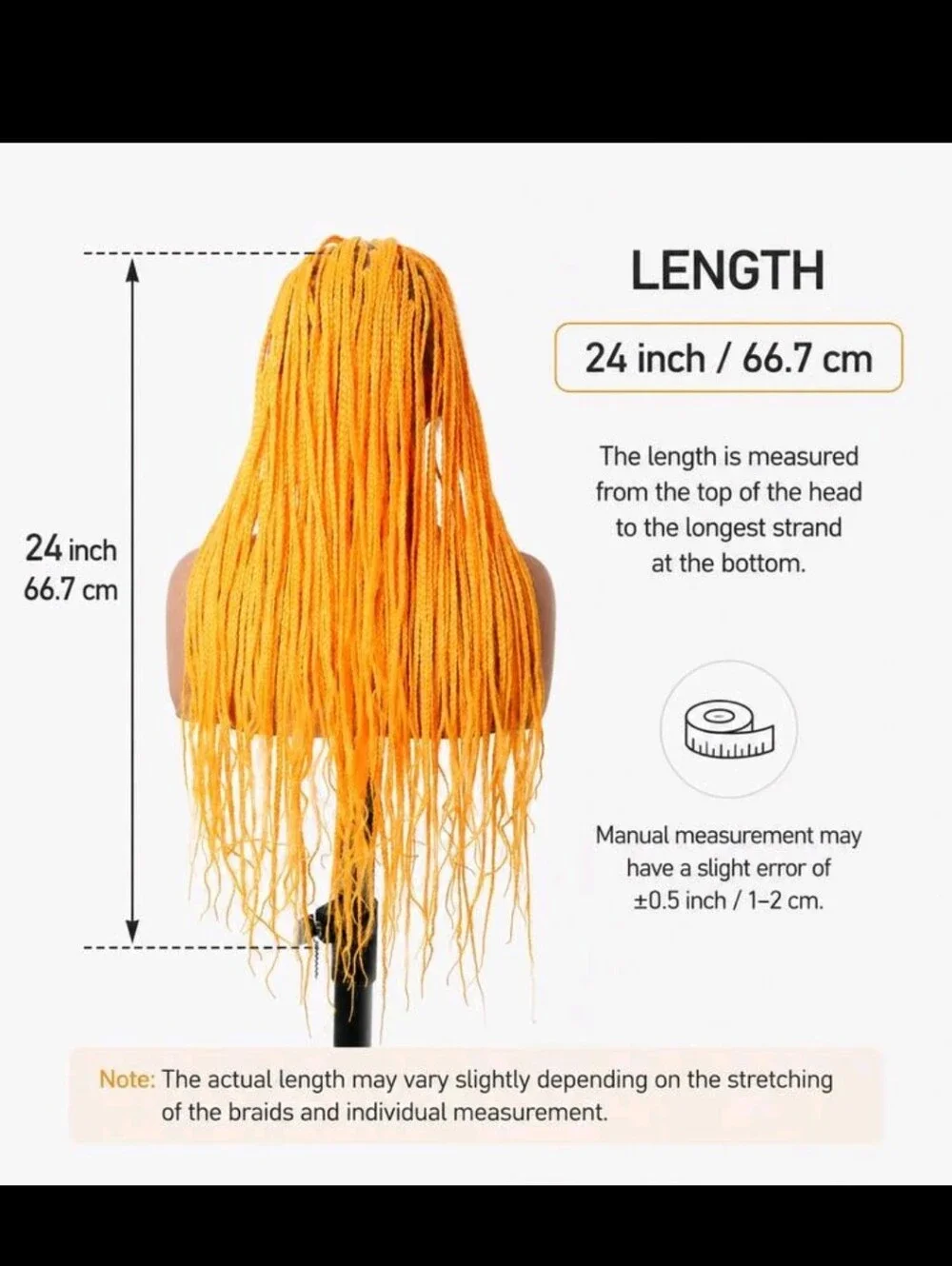 Bright Yellow Box Braids Wig - Women Hair. 24 Inches